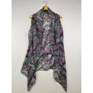 Boho Artsy Accents by Lavello Womens OS Purple Abstract Paisley Chiffon Vest